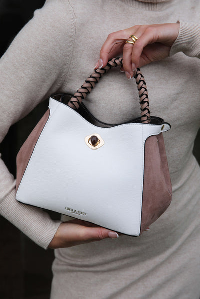 Kate White Woven Handle Crossbody