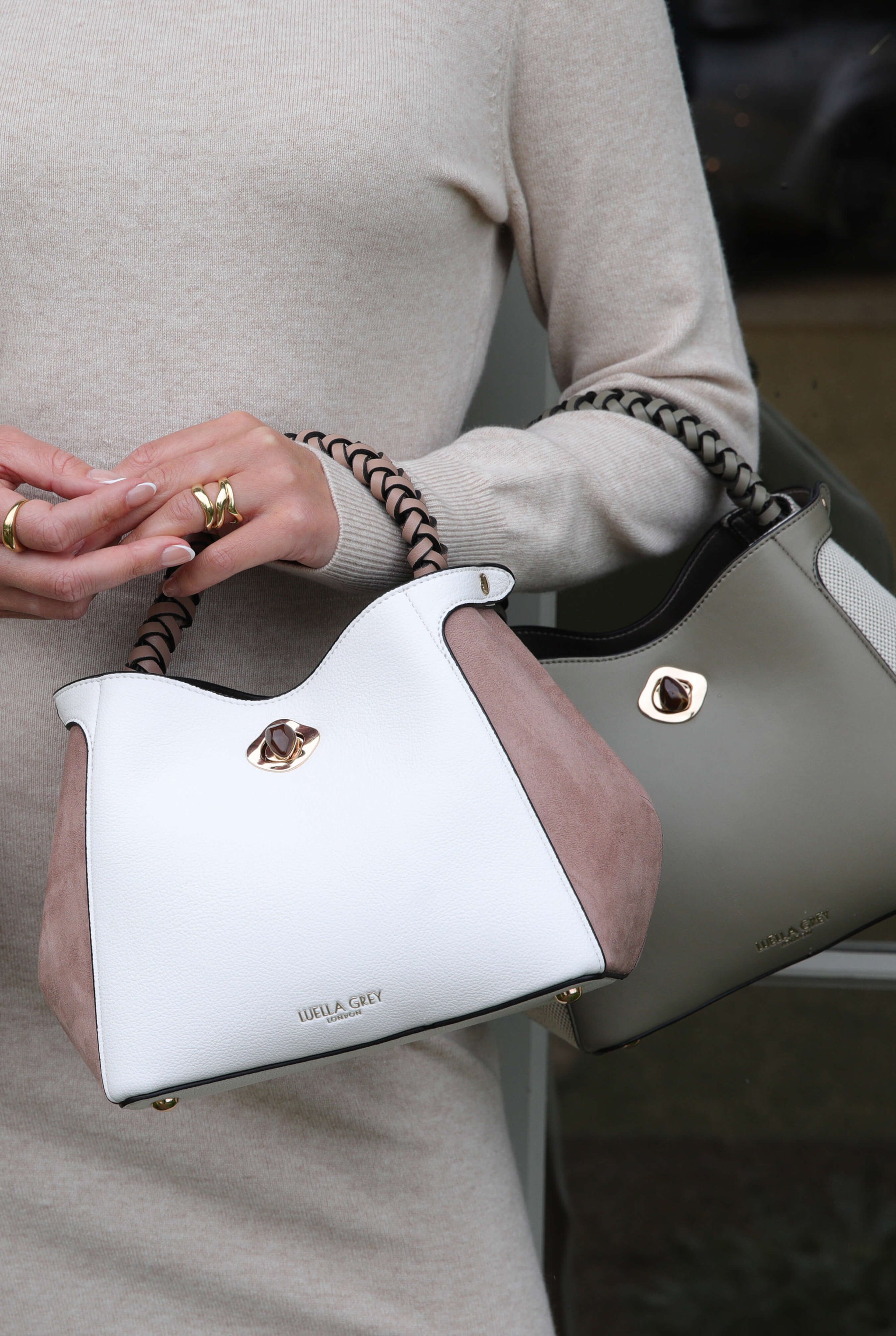 Kate White Woven Handle Crossbody