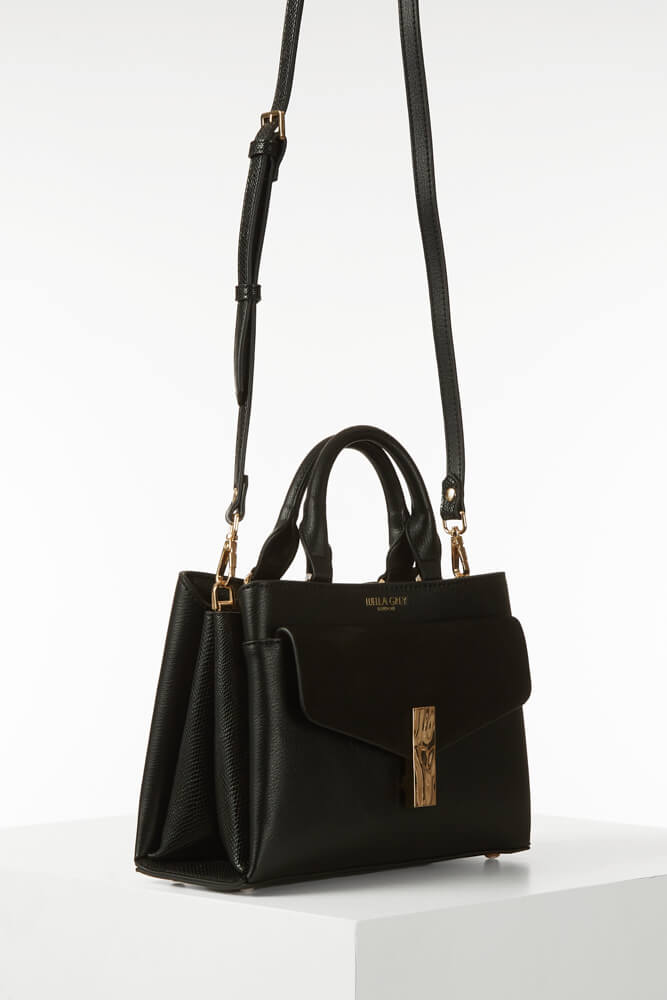 KRISTIE FRONT POCKET CROSSBODY TOTE BLACK KRISTIE FRONT POCKET CROSSBODY TOTE BLACK