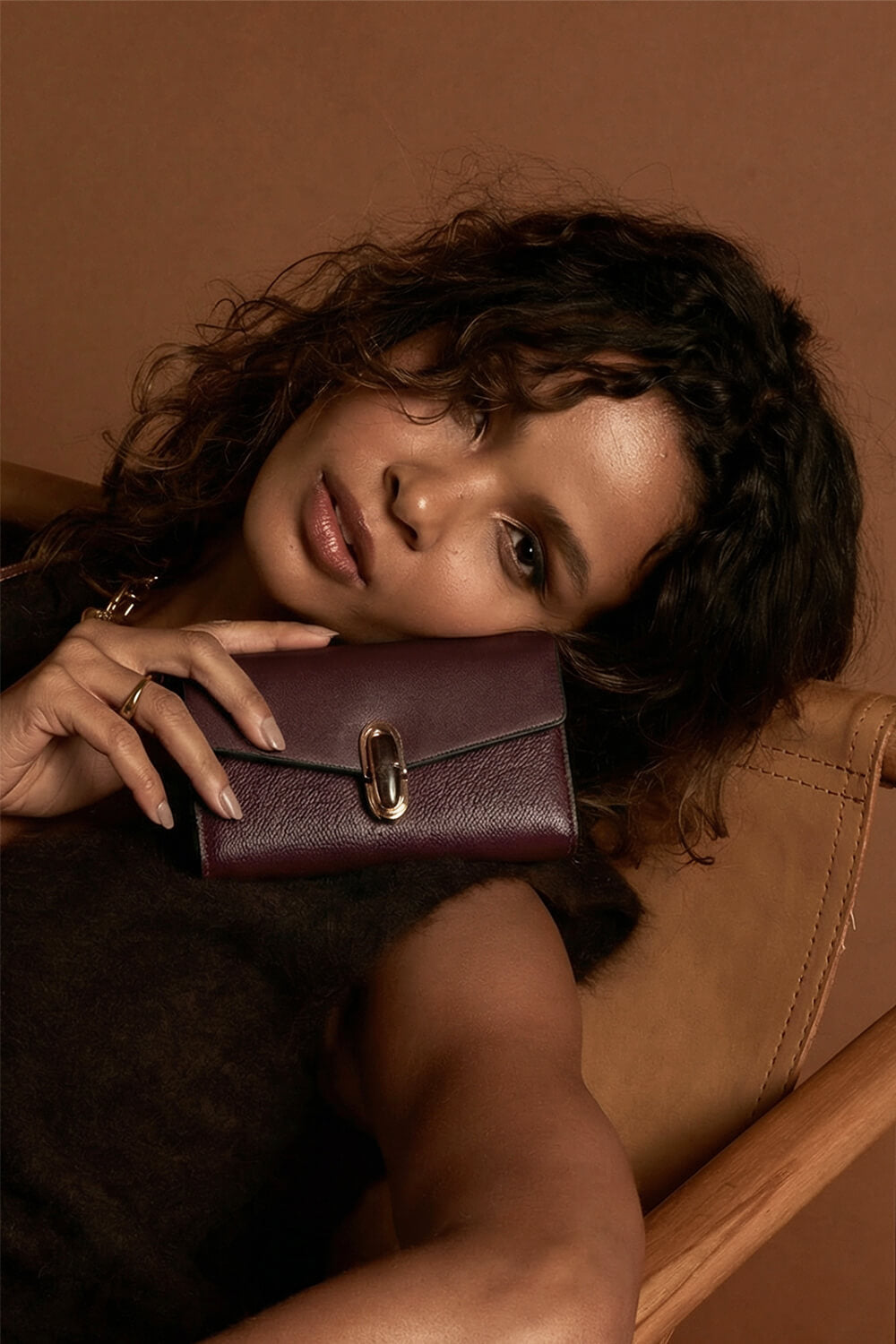 Leontina Black Cherry Medium Purse