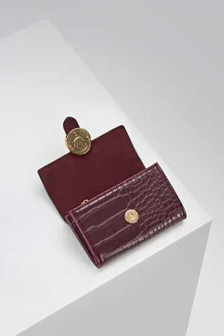 Letitia Black Cherry Croc Medium Purse