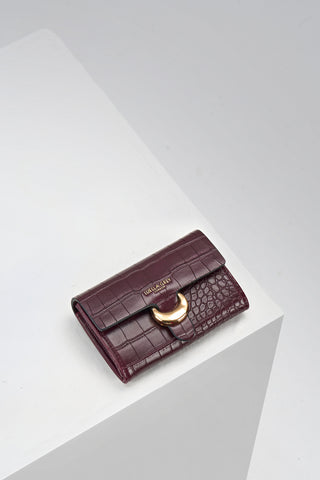 Letitia Black Cherry Croc Medium Purse