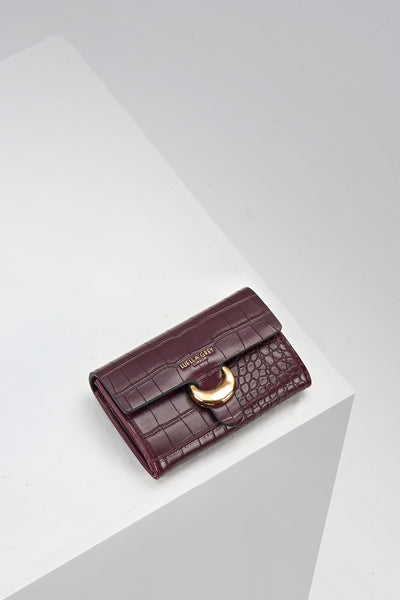 Letitia Black Cherry Croc Medium Purse
