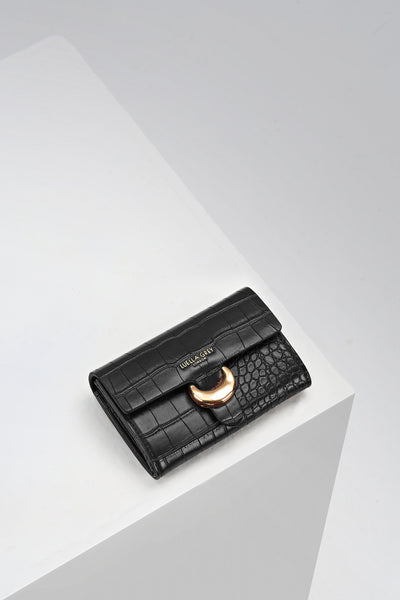 Letitia Black Croc Medium Purse