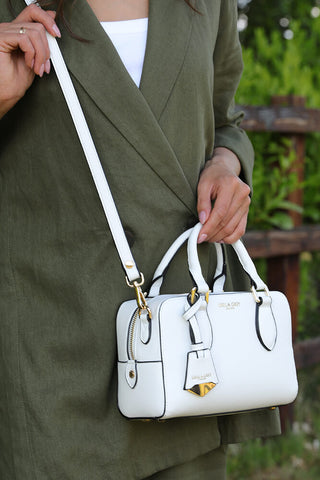 Lilian White Barrel Crossbody