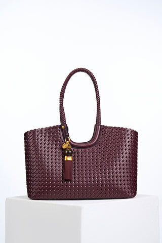 Lillie Black Cherry Whipstitch Tote