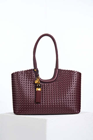 Lillie Black Cherry Whipstitch Tote