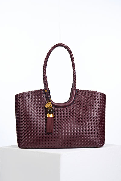 Lillie Black Cherry Whipstitch Tote