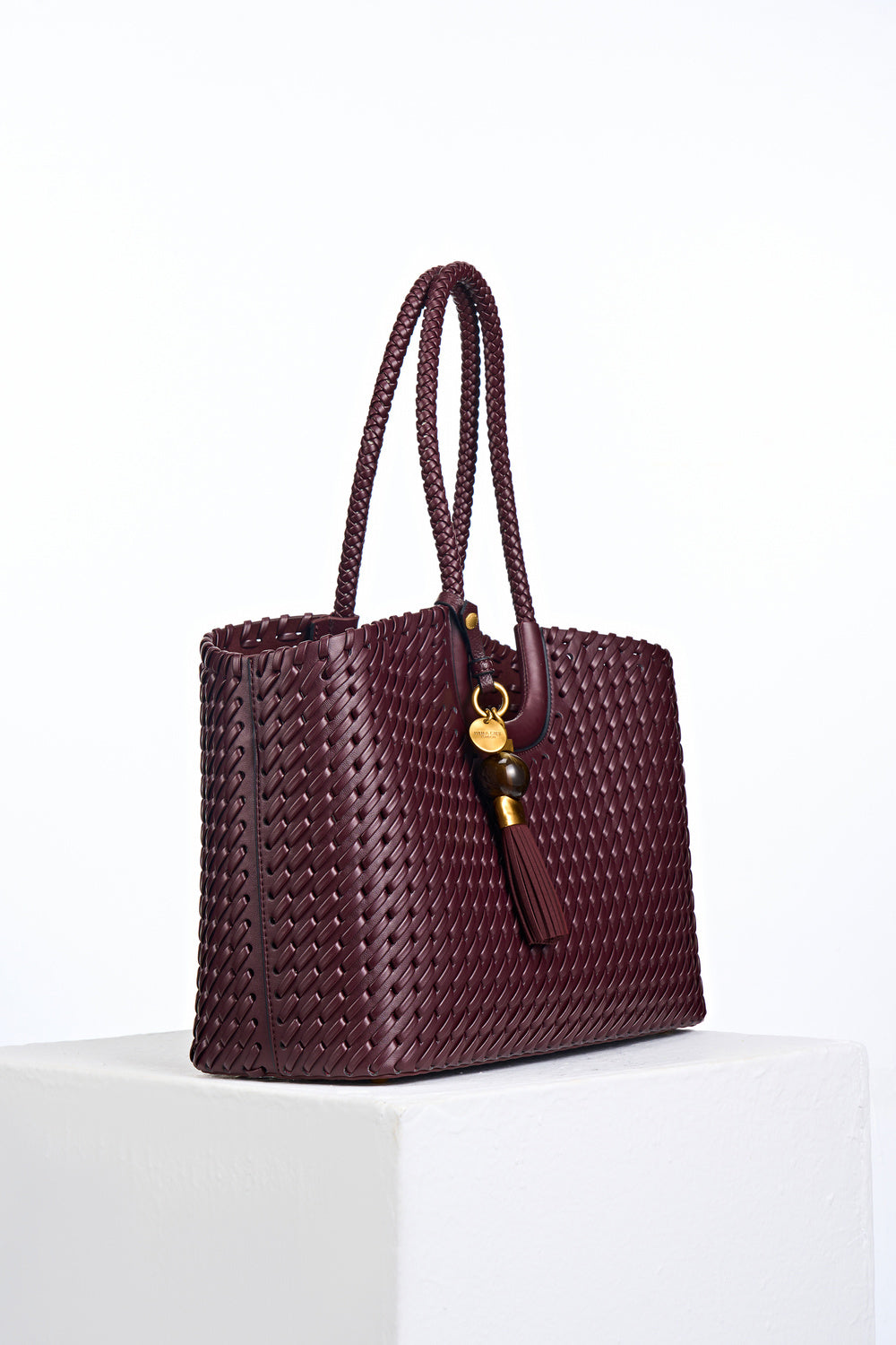 Lillie Black Cherry Whipstitch Tote