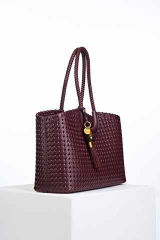 Lillie Black Cherry Whipstitch Tote