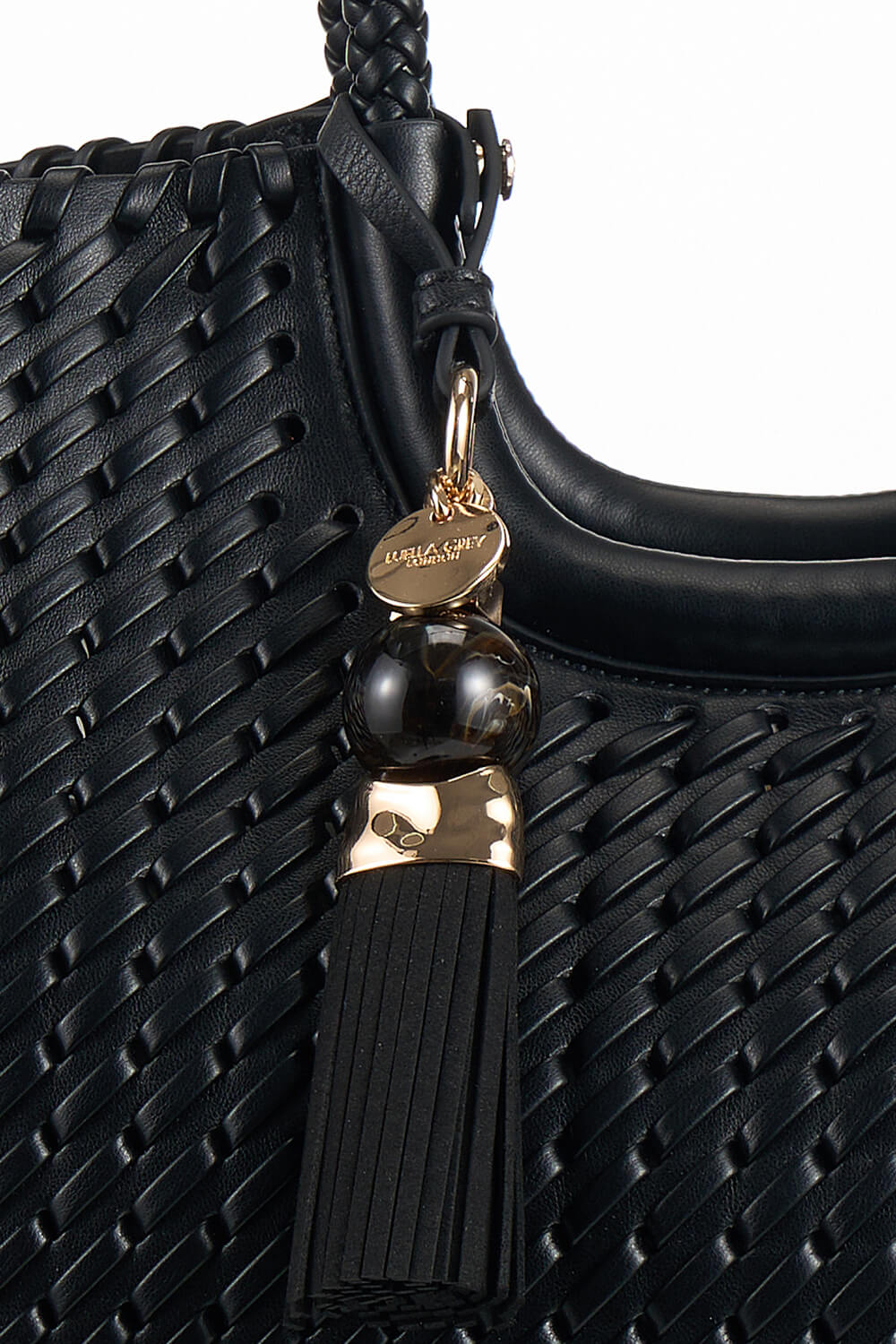 Lillie Black Whipstitch Tote