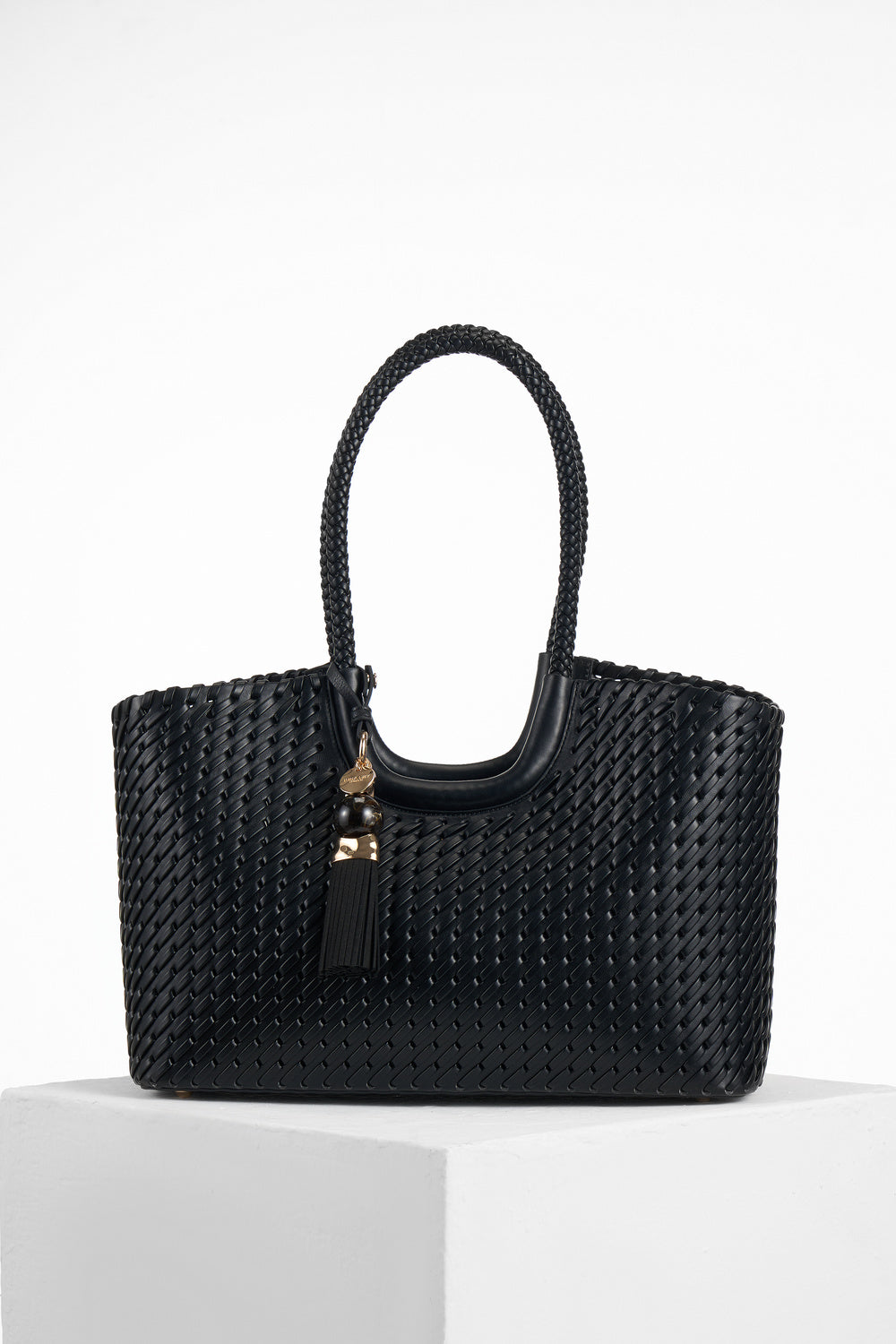 Lillie Black Whipstitch Tote