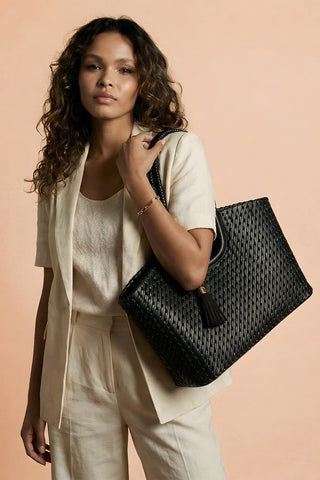 Lillie Black Whipstitch Tote