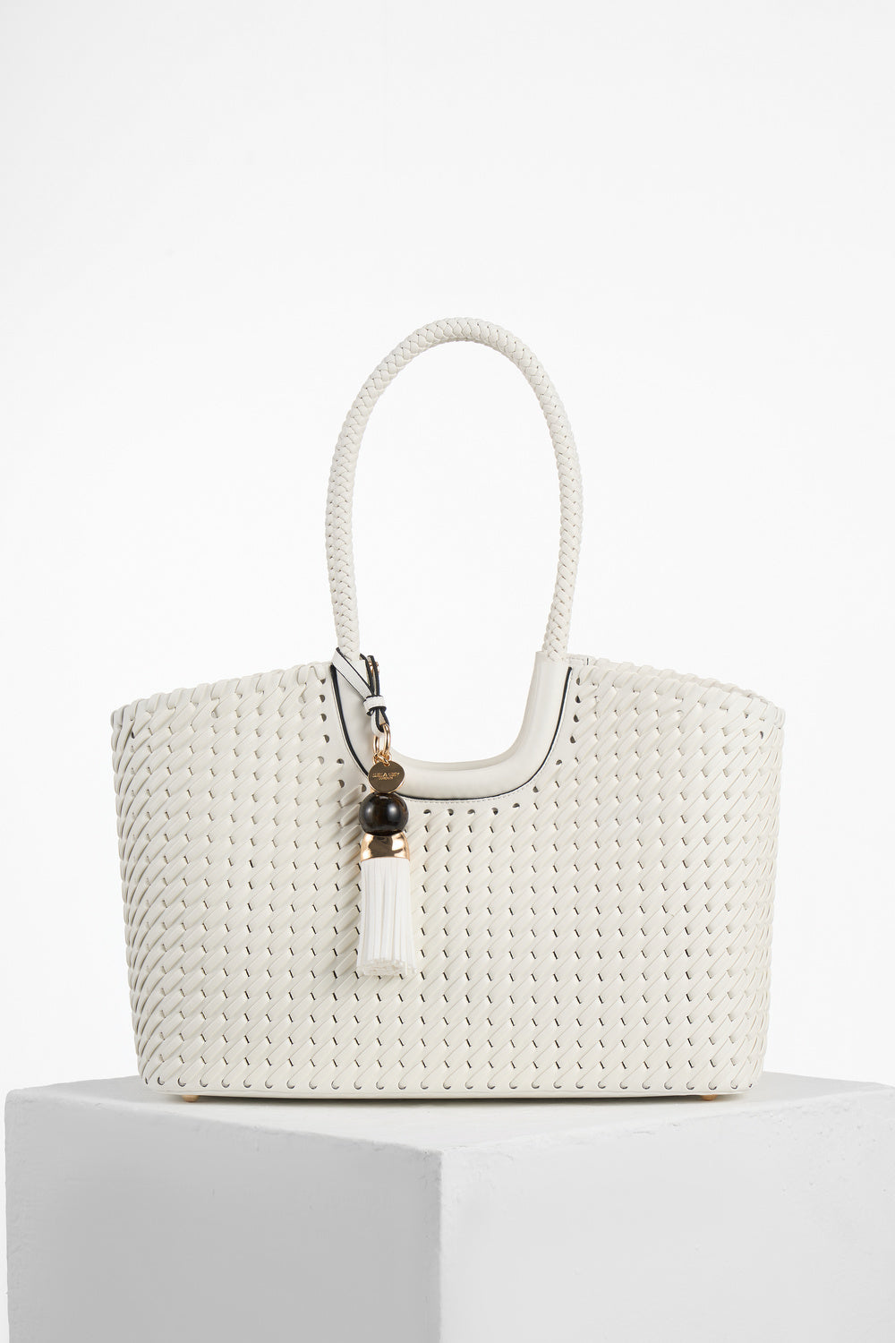Lillie White Whipstitch Tote