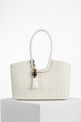Lillie White Whipstitch Tote