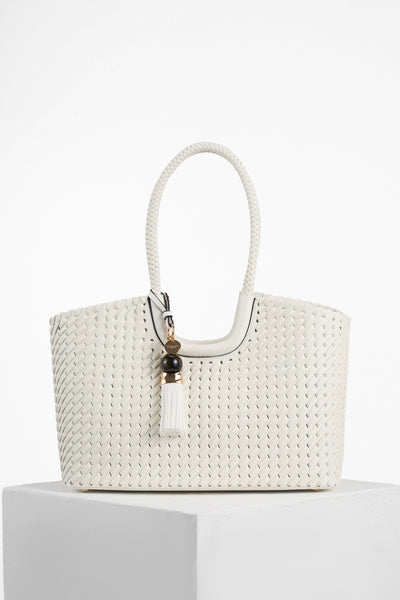 Lillie White Whipstitch Tote