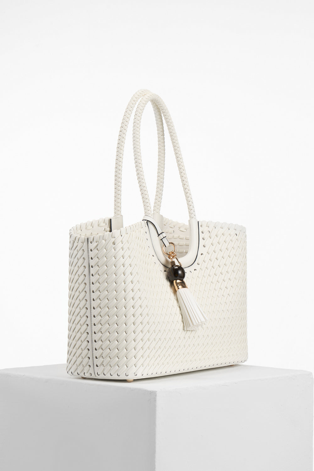 Lillie White Whipstitch Tote