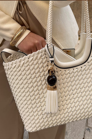 Lillie White Whipstitch Tote