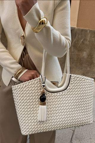 Lillie White Whipstitch Tote