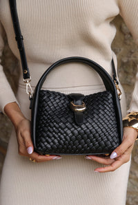 Maggie Black Weave Crossbody