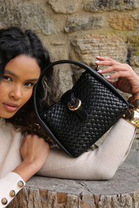 Maggie Black Weave Crossbody