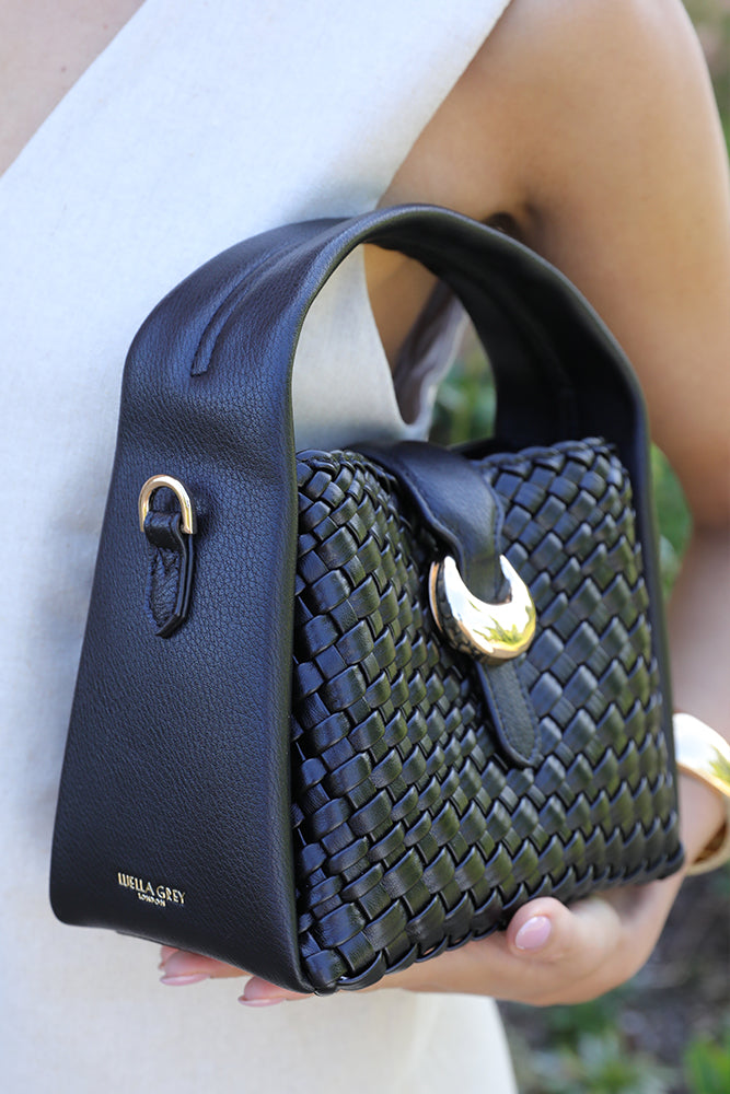 Maggie Black Weave Crossbody