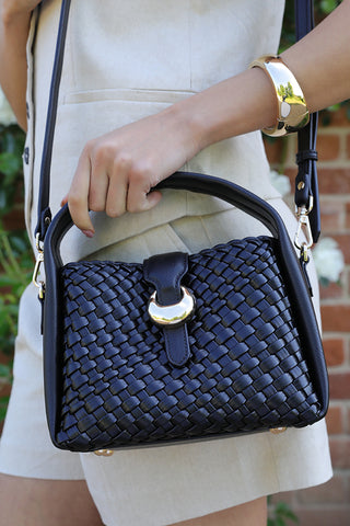 Maggie Black Weave Crossbody