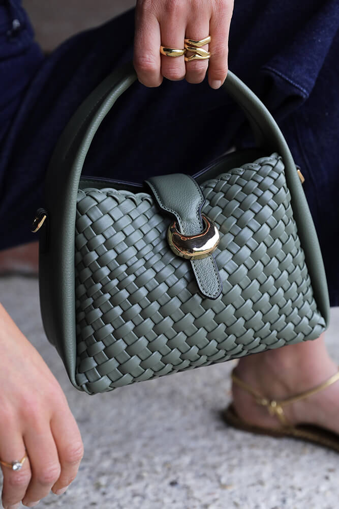 Maggie Khaki Weave Crossbody