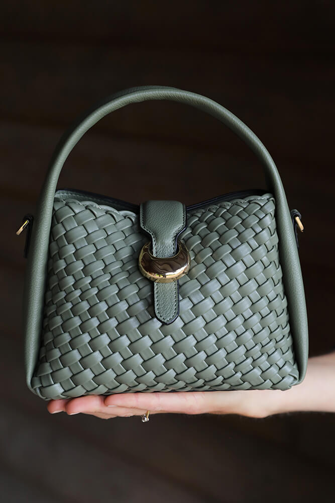 Maggie Khaki Weave Crossbody