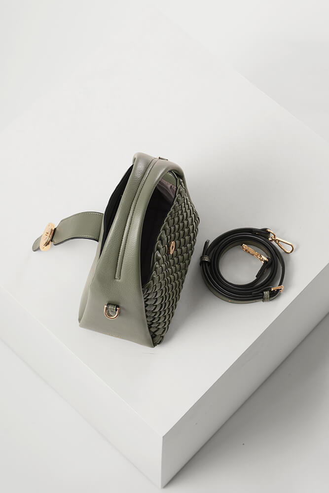 Maggie Khaki Weave Crossbody