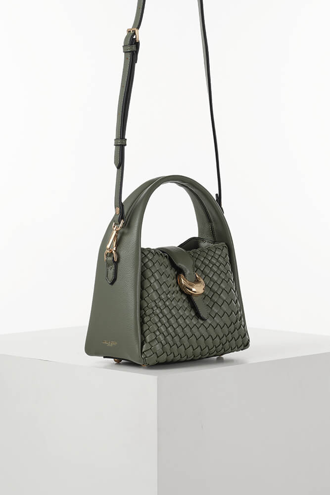 Maggie Khaki Weave Crossbody