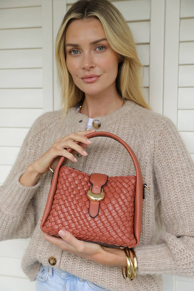 Maggie Tuscan Blush Weave Crossbody