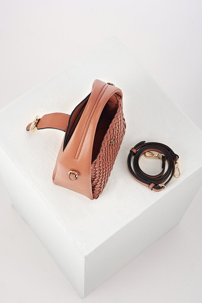 Maggie Tuscan Blush Weave Crossbody
