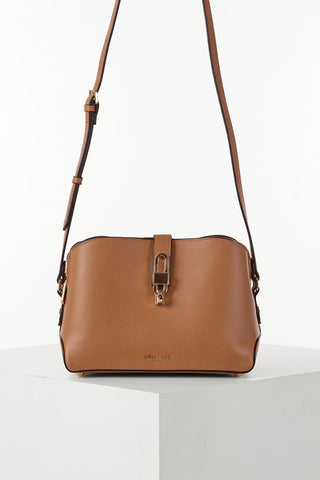 Margy Camel Zip Top Crossbody