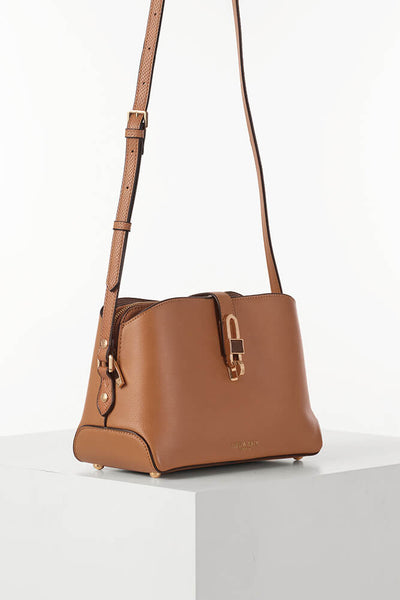 Margy Camel Zip Top Crossbody