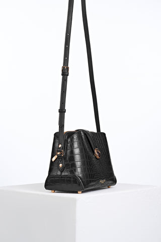 Mills Black Croc Crossbody