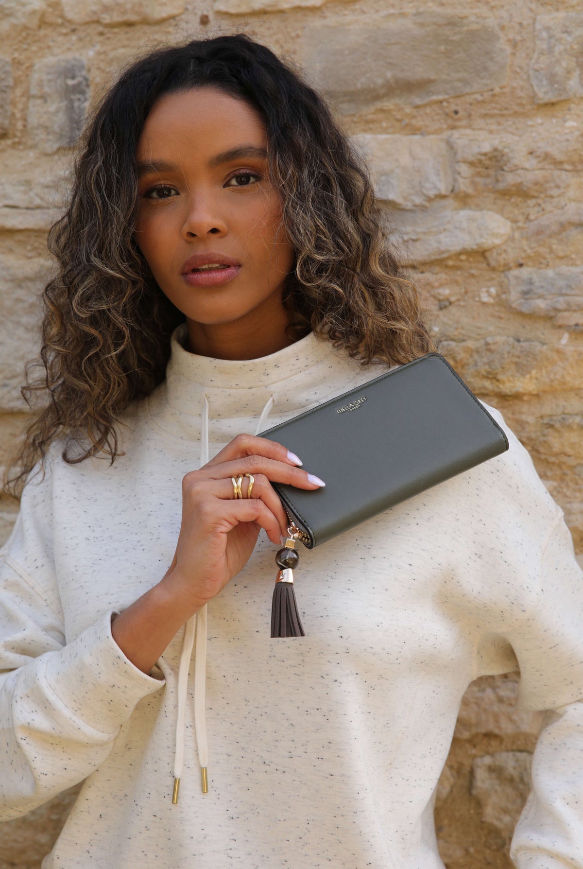 Myrtle Khaki Large Tassel Purse