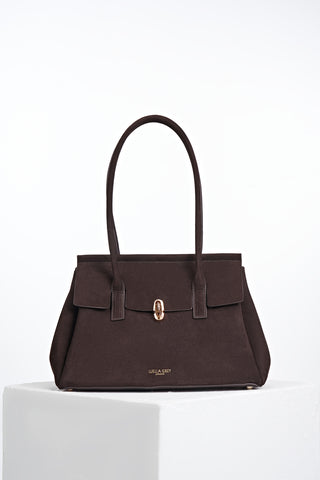 Natalia Chocolate Recycled Suede Tote Bag