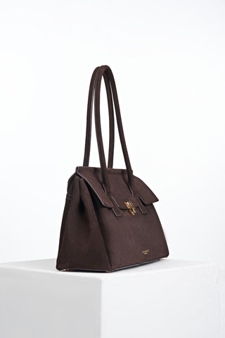 Natalia Chocolate Recycled Suede Tote Bag