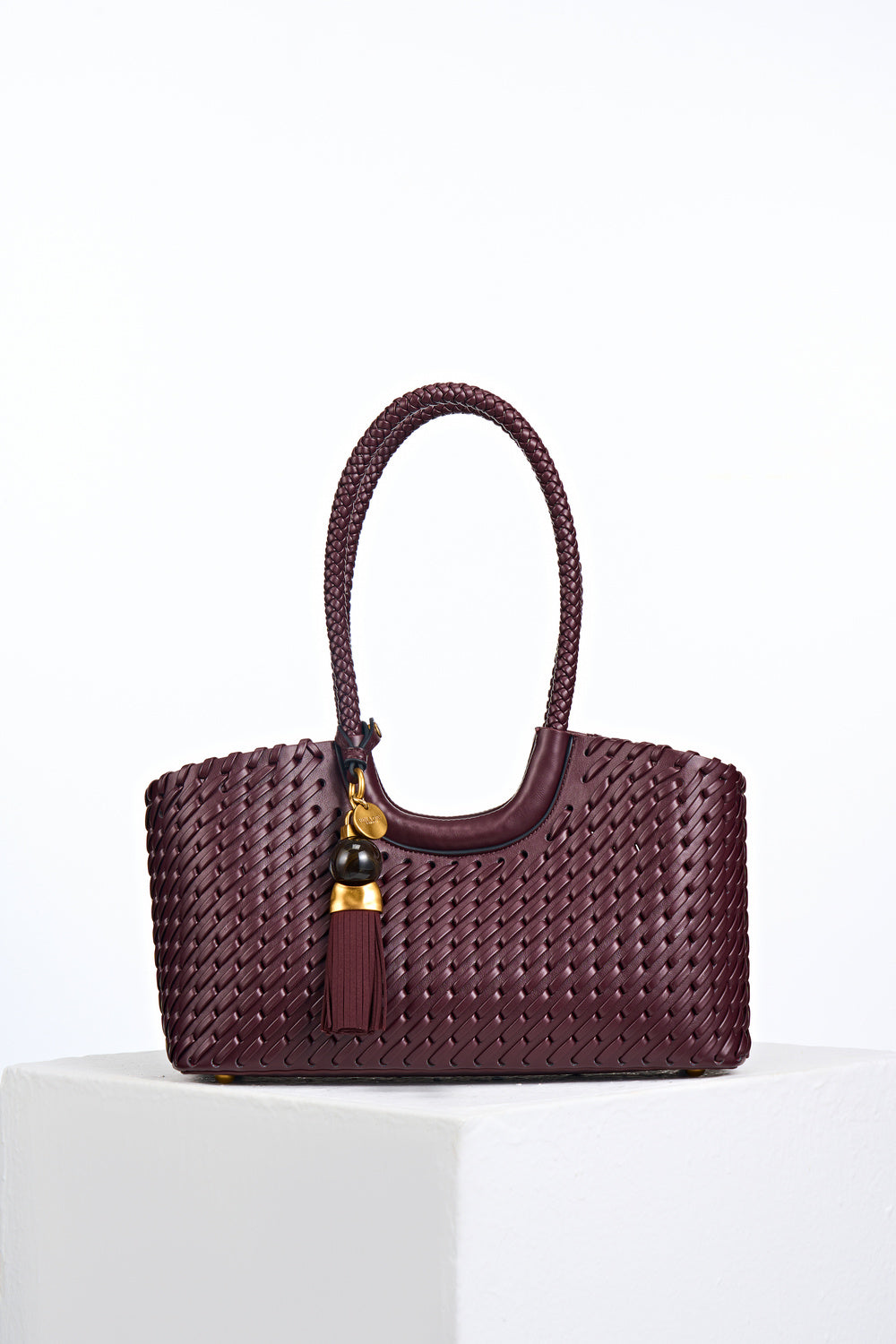 Paige Black Cherry Small Whipstitch Tote