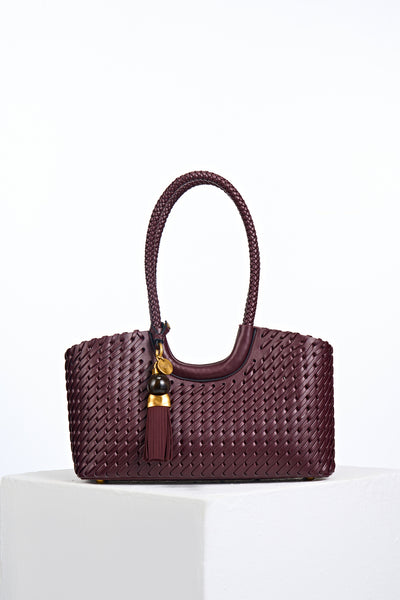 Paige Black Cherry Small Whipstitch Tote