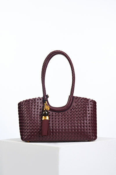 Paige Black Cherry Small Whipstitch Tote