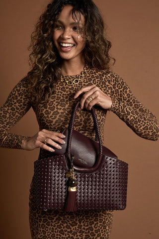 Paige Black Cherry Small Whipstitch Tote