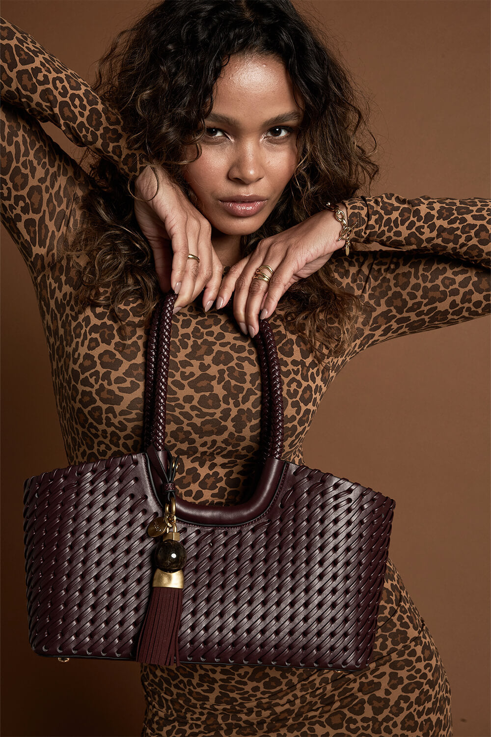 Paige Black Cherry Small Whipstitch Tote