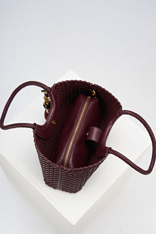 Paige Black Cherry Small Whipstitch Tote