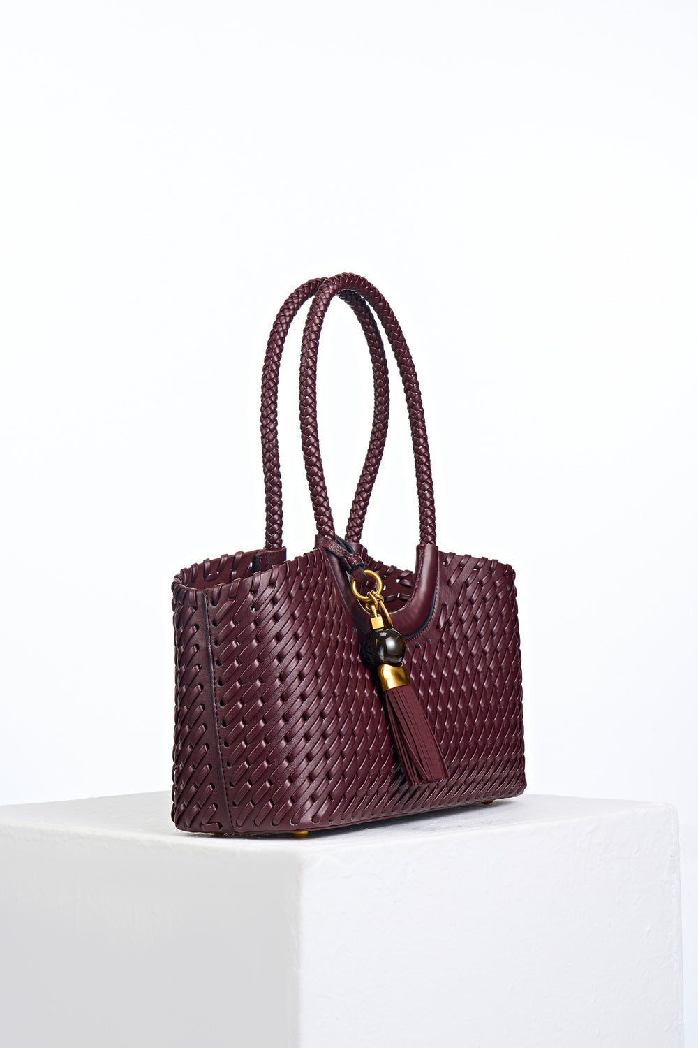 Paige Black Cherry Small Whipstitch Tote