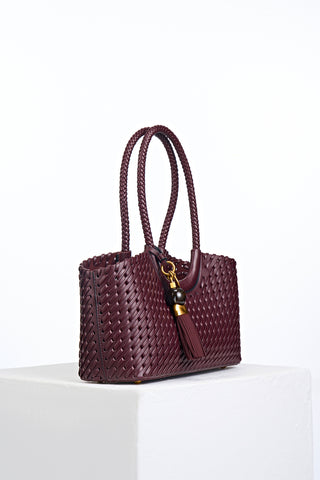 Paige Black Cherry Small Whipstitch Tote