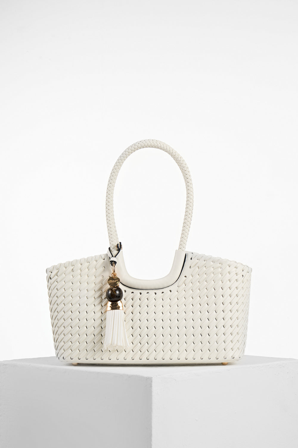 Paige White Small Whipstitch Tote