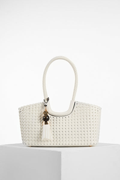 Paige White Small Whipstitch Tote