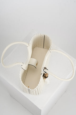Paige White Small Whipstitch Tote